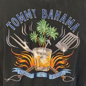 Tommy Bahama Black Shirt with Tropical Embroidery